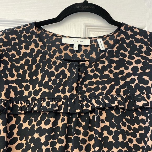 Lark & Ro Animal Print Blouse. Large. Ruffle. Career Work Top. - Picture 3 of 6